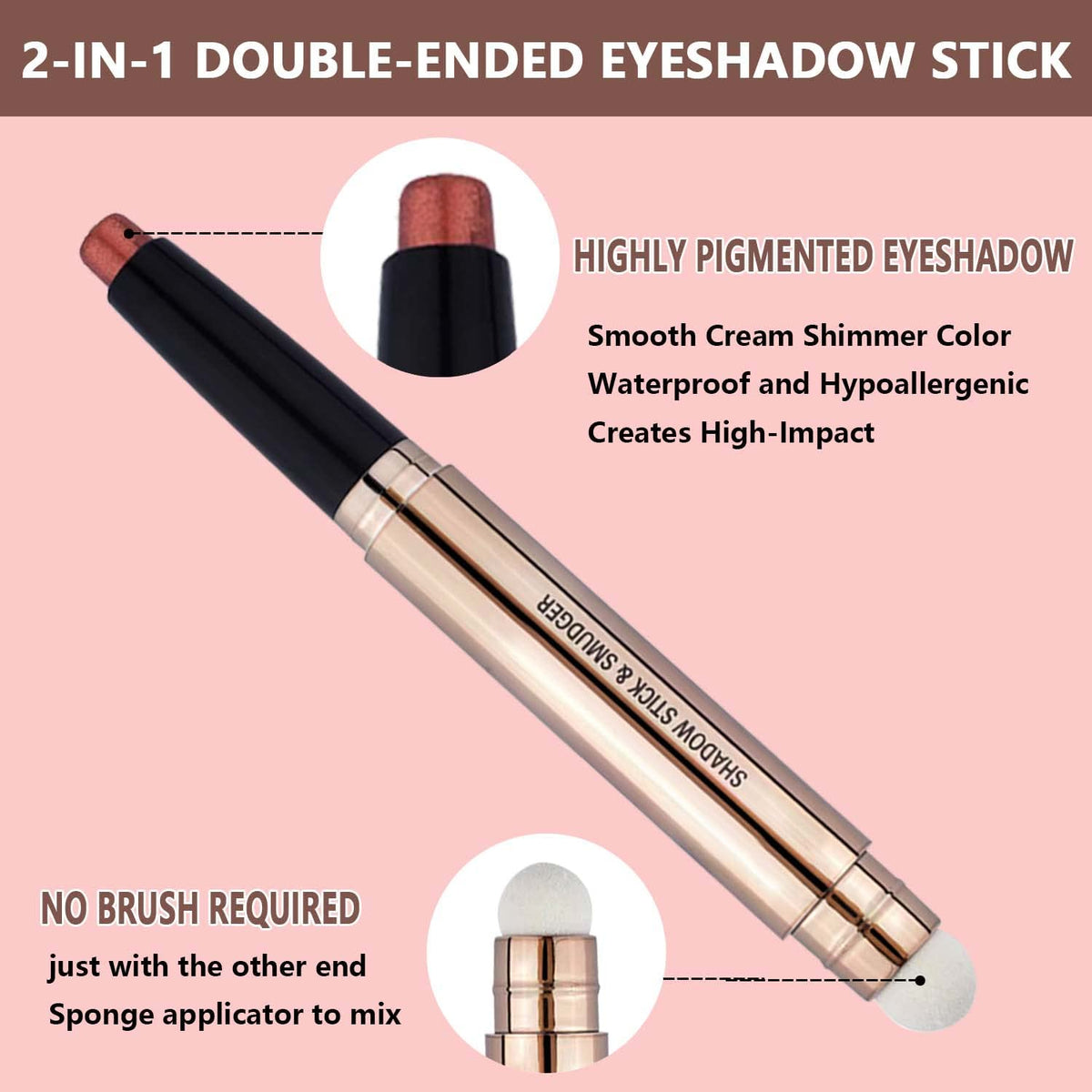 Rose Red Eyeshadow Stick Makeup, Highlighter Matte Cream Eye Shadow Pencil, Waterproof