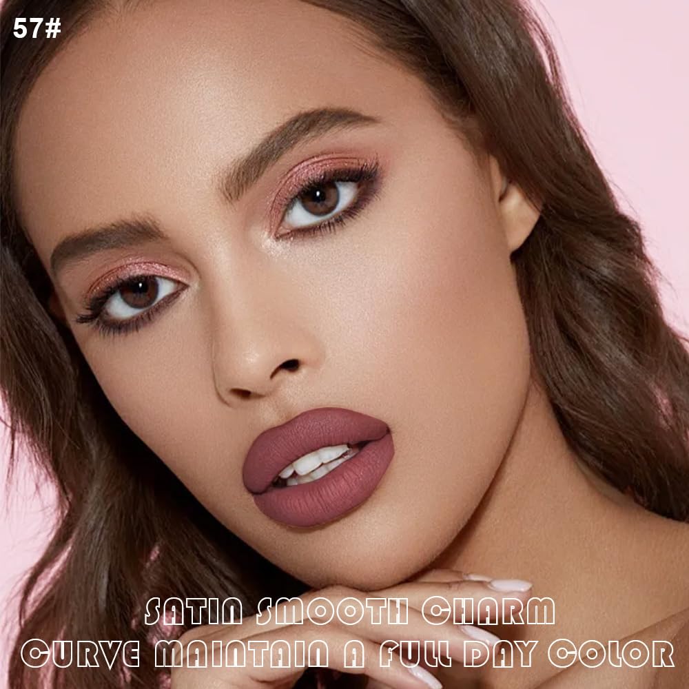 evpct 2Pcs Maroon Matte Lip Liner and Lipstick Combo Set for Women, Maroon Lip Combo Set Liquid