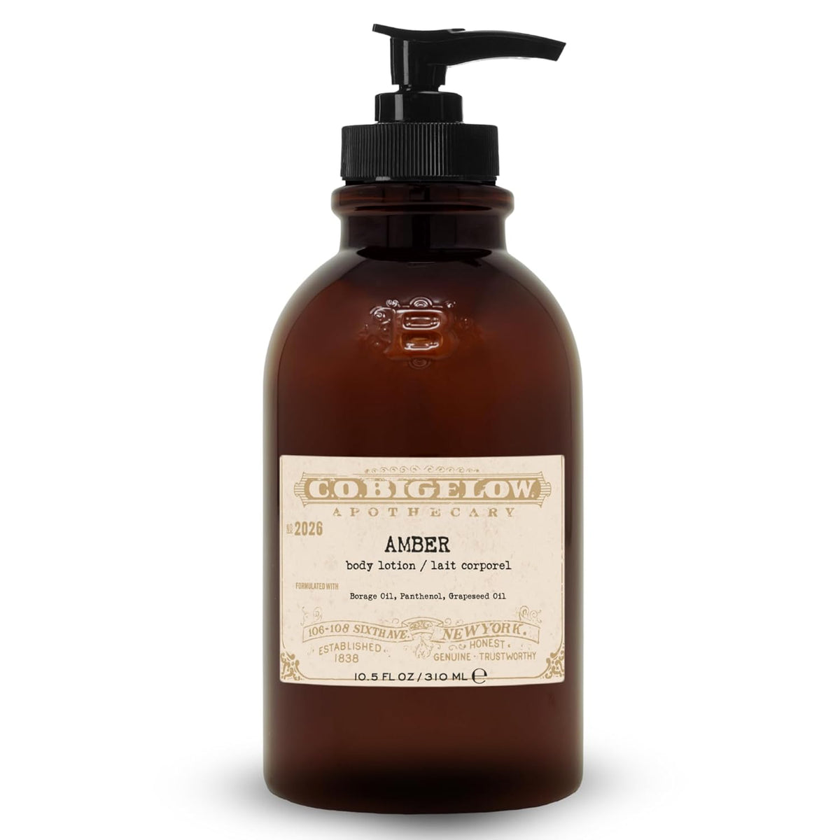 C.O. Bigelow Iconic Collection Amber Body Lotion, Scented Body Cream with Grapeseed Oil and Shea