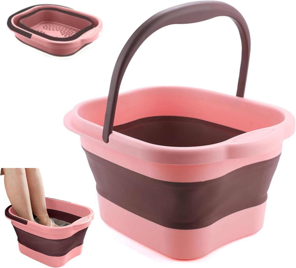 Collapsible Foot Spa Bath Soaking Tub for Girls Women, Inflatable Feet Soak Basin Bucket with