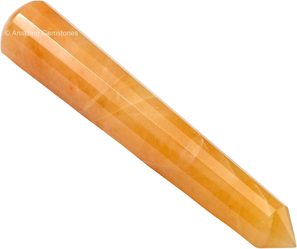 Amazing Gemstone Yellow Aventurine Crystal Wand Massage Stick - Pelvic Wand Gua Sha for Adults