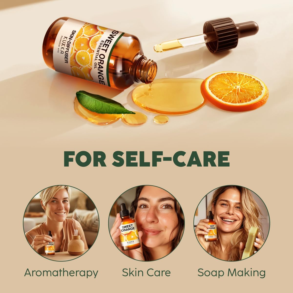 Kukka Orange Essential Oil - 4 Fl Oz - Essential Oil for Diffuser Sweetens Your Environment for