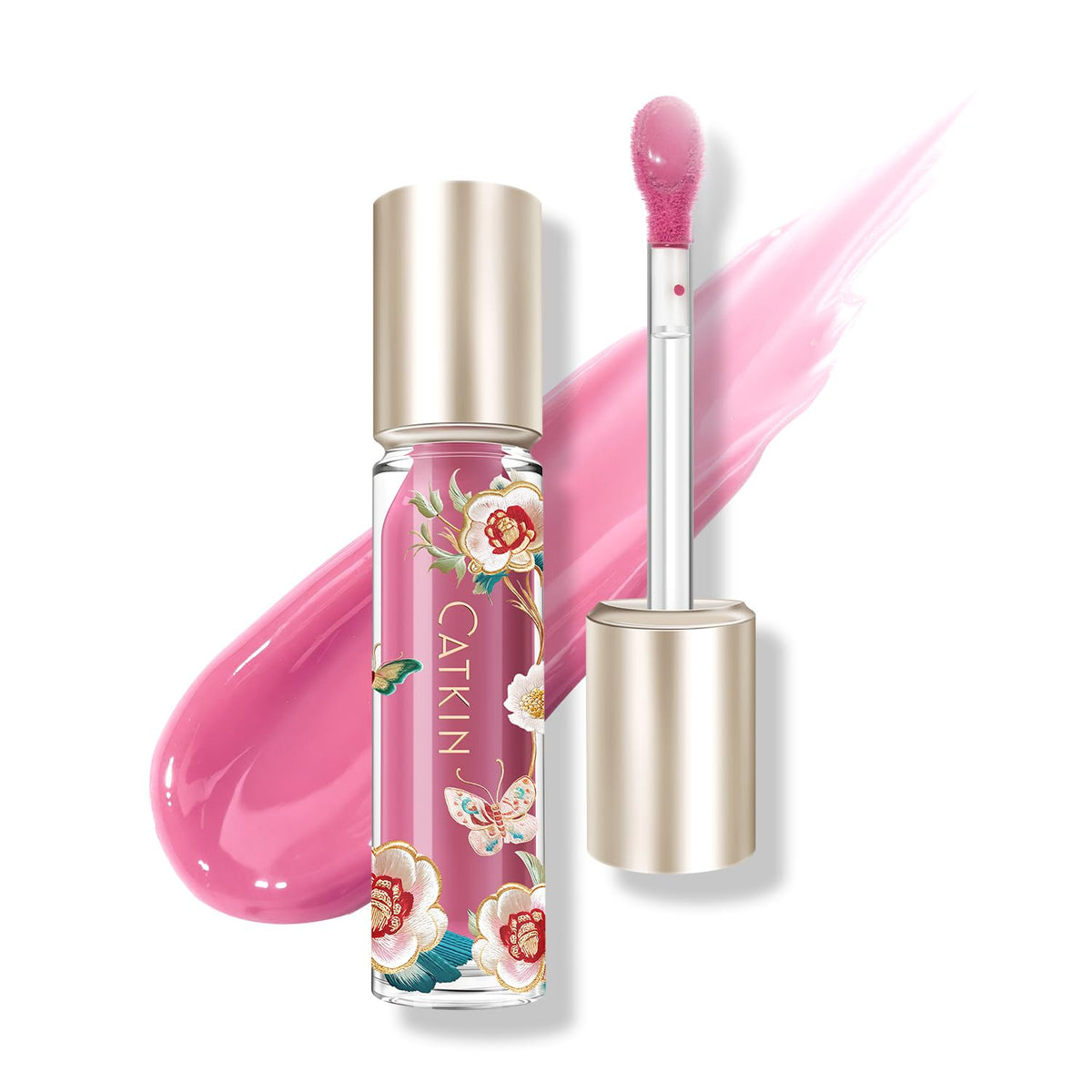 CATKIN Lip Plumper Gloss, Tinted Lip Serum with Hyaluronic Acid & Jojoba Oil, Non-sticky Volumizing