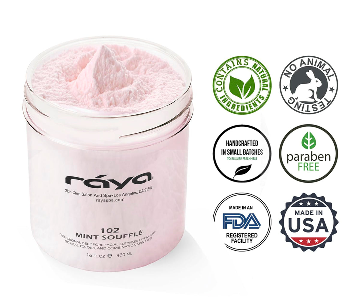 Raya Mint Soufflé Facial Cleanser 16 oz (102) | pH Balanced Face Wash for Oily and Combination