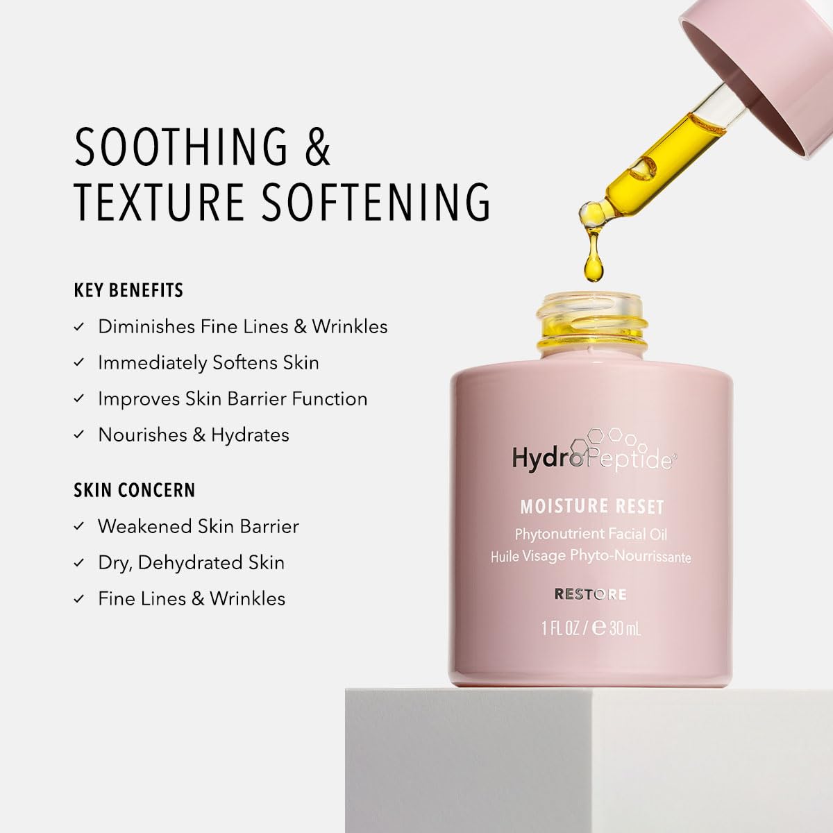 HydroPeptide Moisture Reset, Phytonutrient Facial Oil, Hydrate and Enrich Skin, Improves Skin