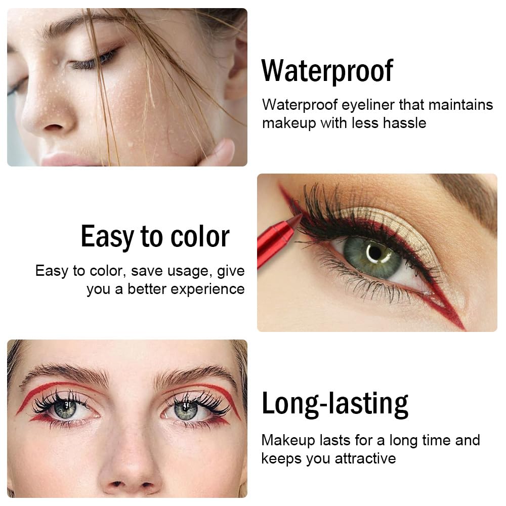 Kaely Gel Eyeliner Pencil for Women, Brick Red Eye Liner Waterproof Smudge Proof with Sharpener