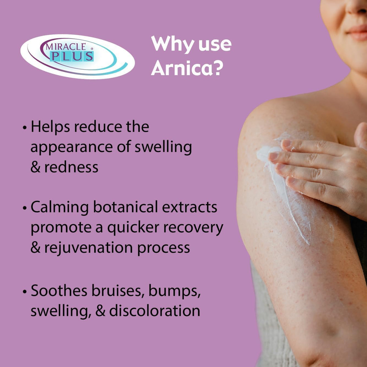 Miracle Plus Arnica Cream Bruise Relief Lotion + Arnica Bruise Gel For Bruising And Swelling On