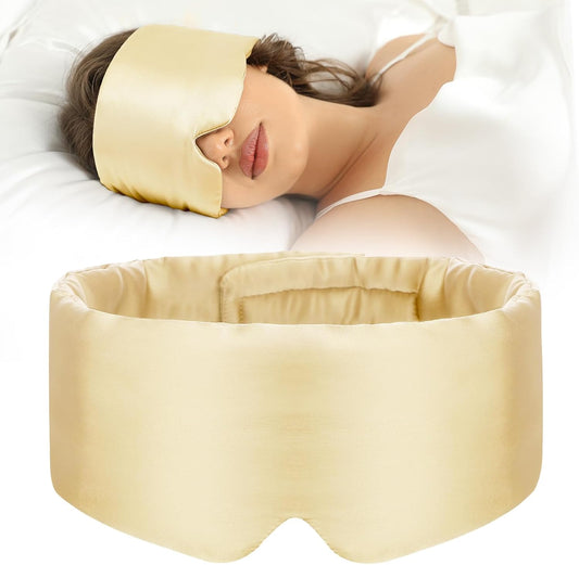 100% Mulberry Silk Sleep Mask Eye Mask for Women Man with Adjustable Band, for Side Sleeper