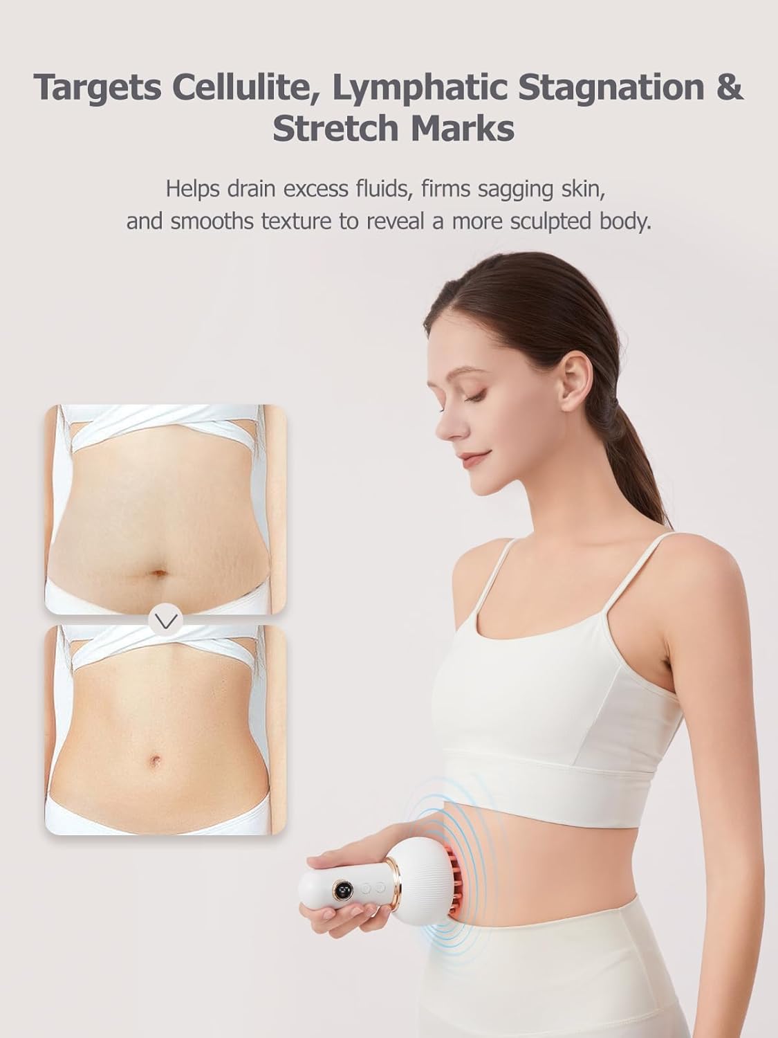 Lymphatic Drainage Massager & Anti Cellulite Massage Tool, Helps Reduce Stretch Marks & Cellulite