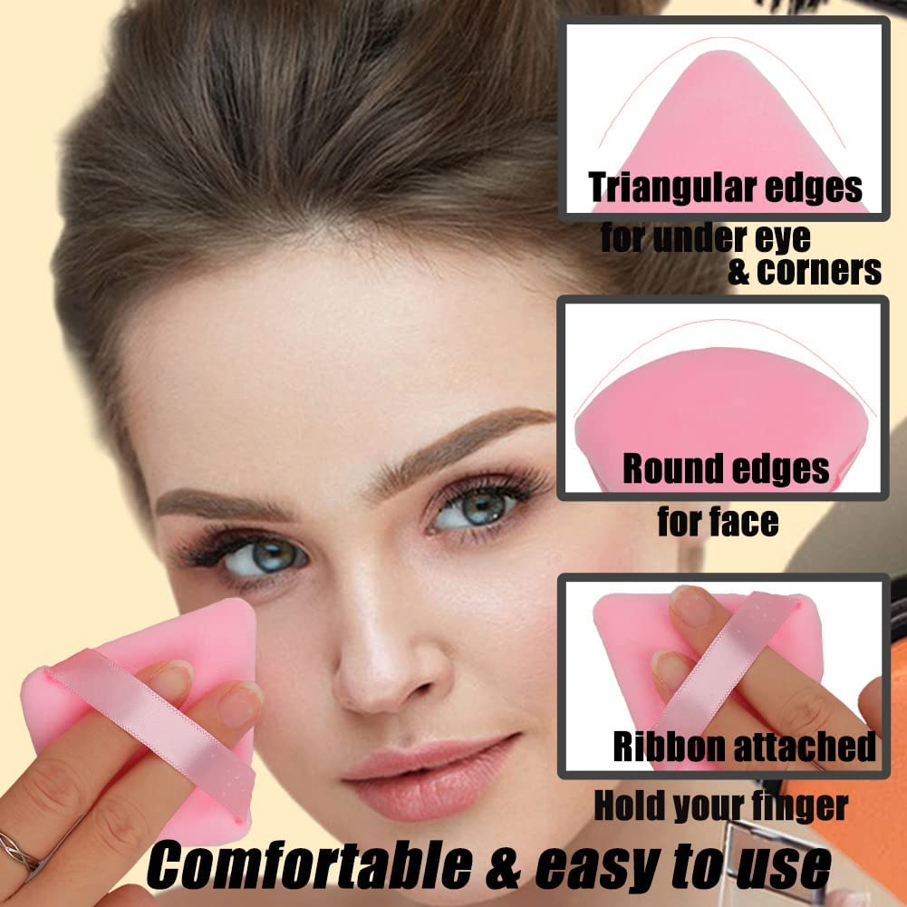 Ocim 10Pcs Powder Puffs for Face Powder,Soft Velour Triangle Beauty Puff,Makeup Pressed,Baking &