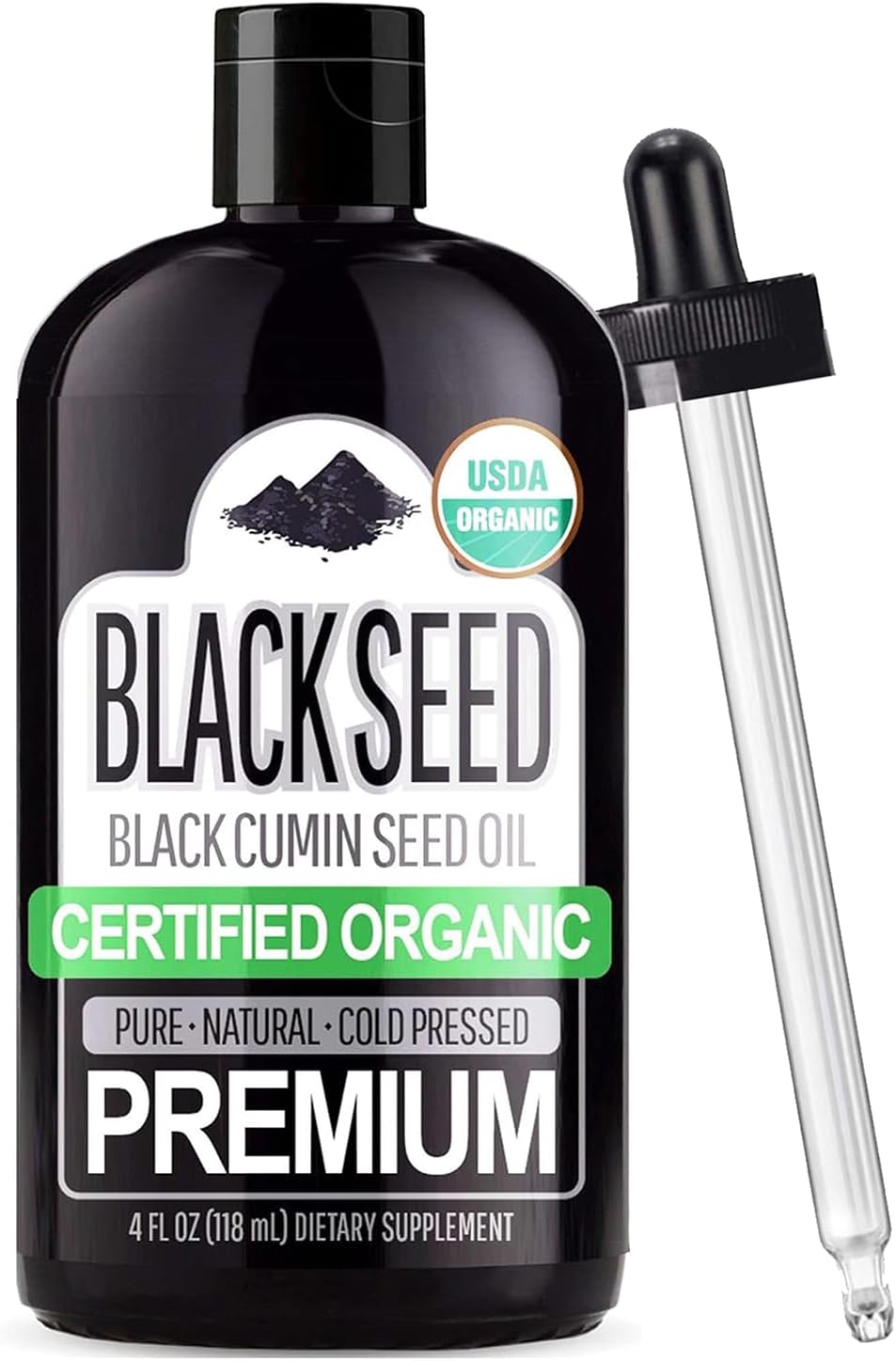 Sun Essential Oils – 4 oz Organic Black Seed Oil, Cold Pressed & Unrefined with Dropper – 100% Pure