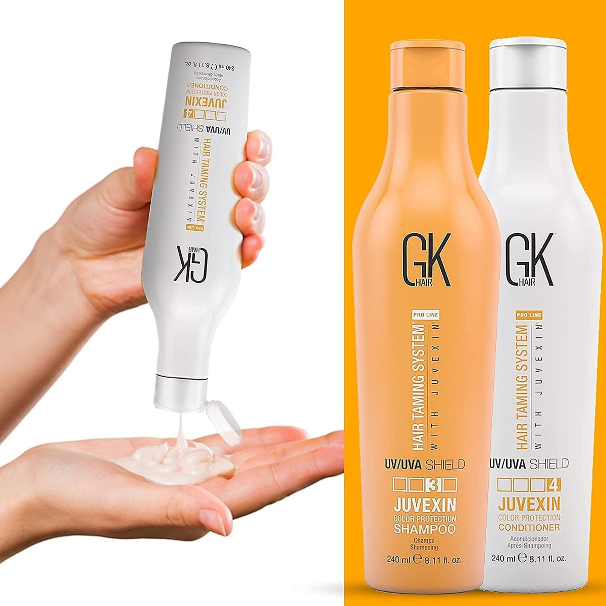GK Hair Shield Shampoo and Conditioner – UV/UVA Protection for Color-Treated Hair – Hydrates
