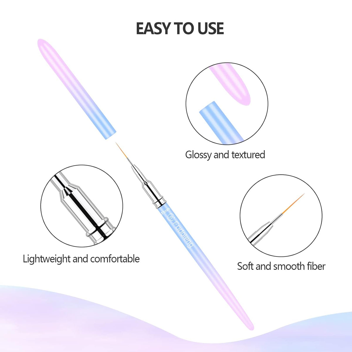 Liner Brush for Nails, 6Pcs Thin Nail Art Brushes Professional Nail Detail Brush for Gel Polish