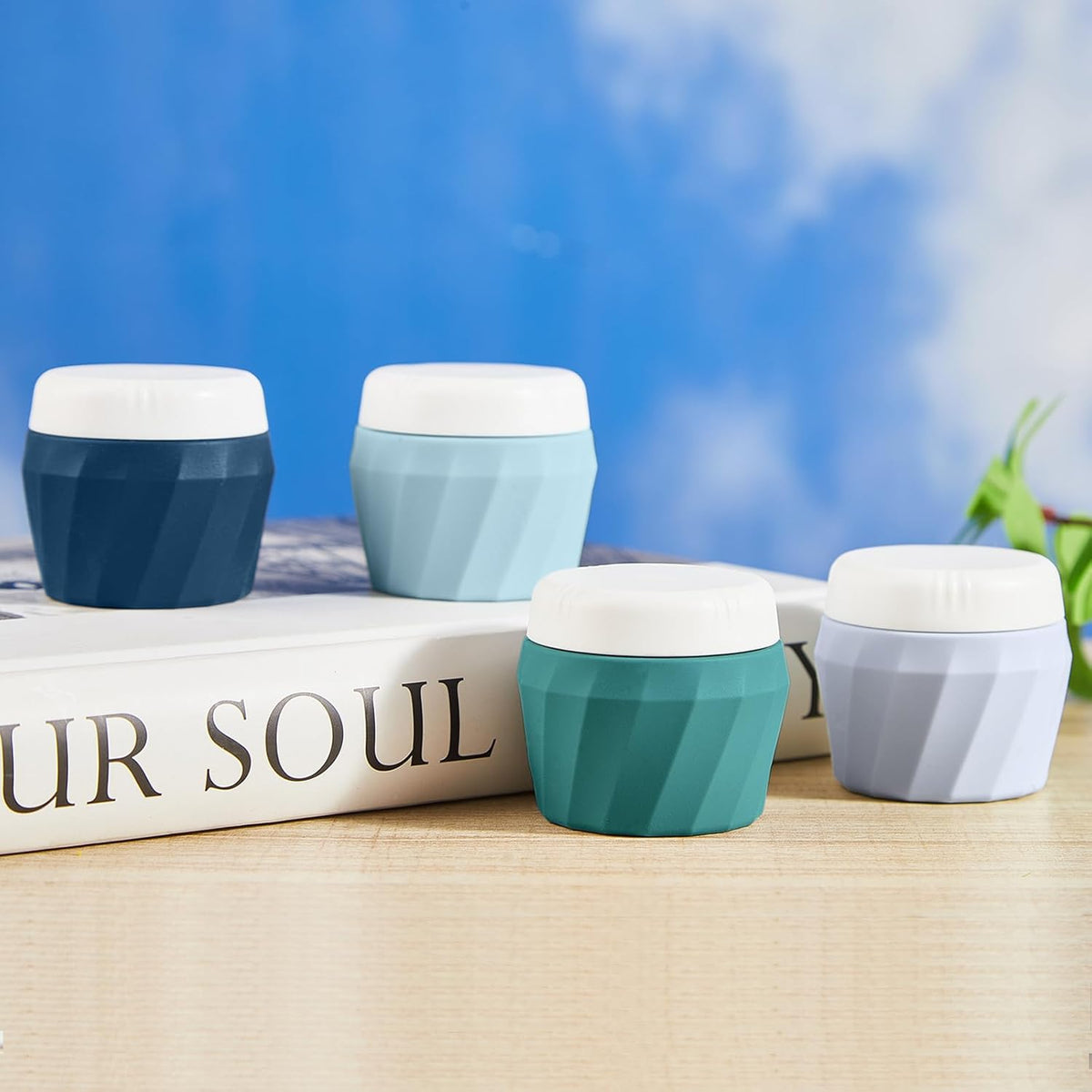 Travel Containers for Toiletries, Premium Silicone Cosmetic Cream Jars, TSA Approved Leak-Proof