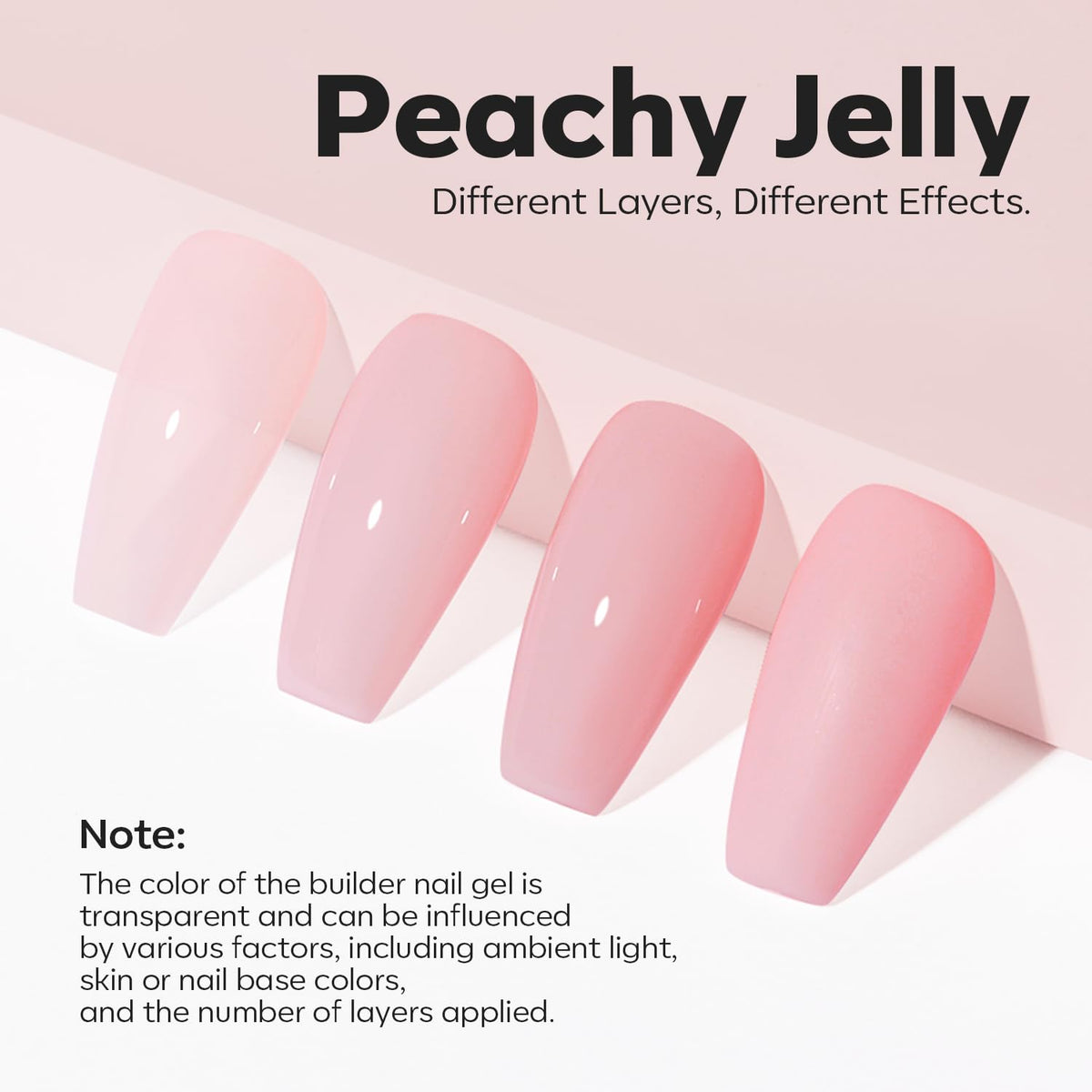 modelones Builder Nail Gel, 8-in-One Jelly Pink Builder, Peachy Pink Rubber Base Gel Polish, LED