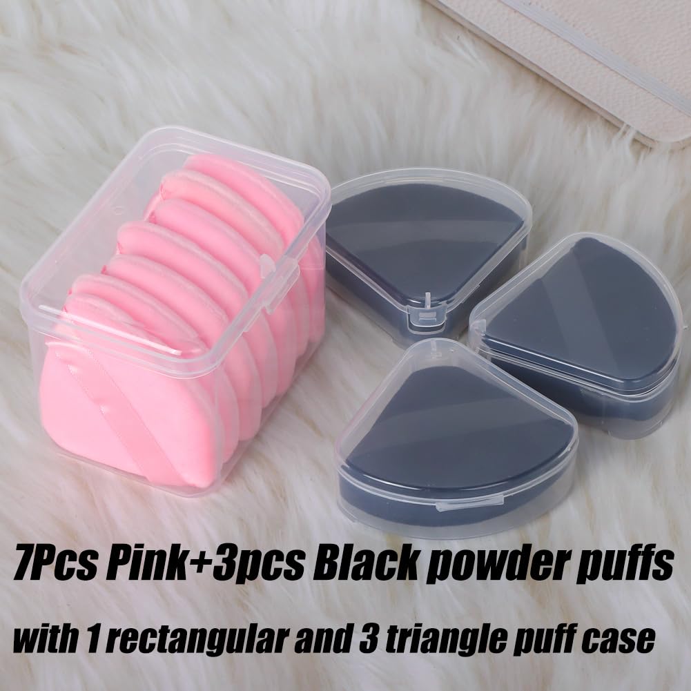 Ocim 10Pcs Powder Puffs for Face Powder,Soft Velour Triangle Beauty Puff,Makeup Pressed,Baking &