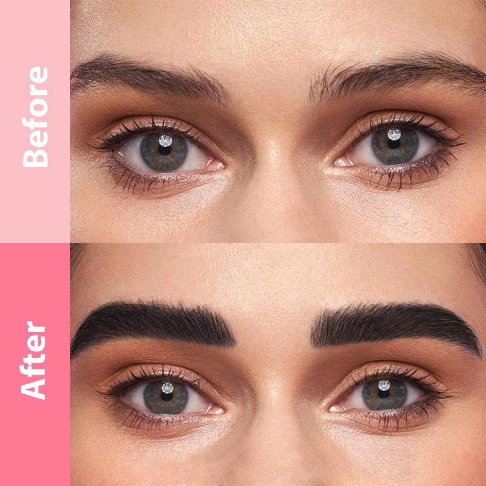 evpct 2Pcs Black Magic Microblading Dual-Ended Eyebrow Contouring Pen Brow Pencil, with 4 Brush
