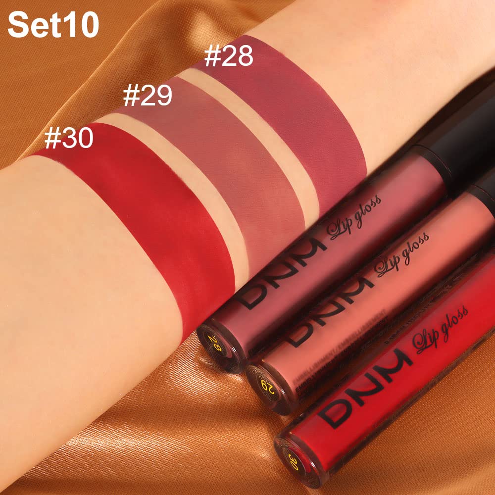 evpct 3Pcs Mauve Neutral Light Rosey Nude Blue Red Matte Liquid Lipstick Lip Stain Sets for Women