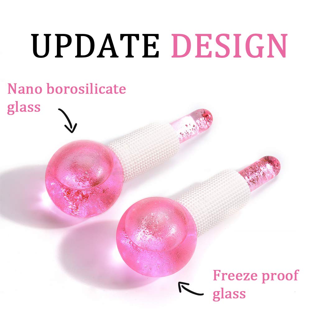 Facial Ice beauty ball- 2PC Globes Pink Facial Roller for Cold or Hot Skin Massagers Globe Durable