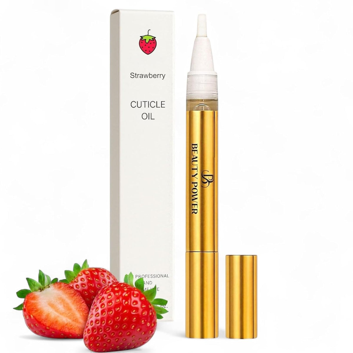 Cuticle Oil Pen - Strawberry Scent, Vitamin E Nail Strengthener and Growth Serum for Nail Care
