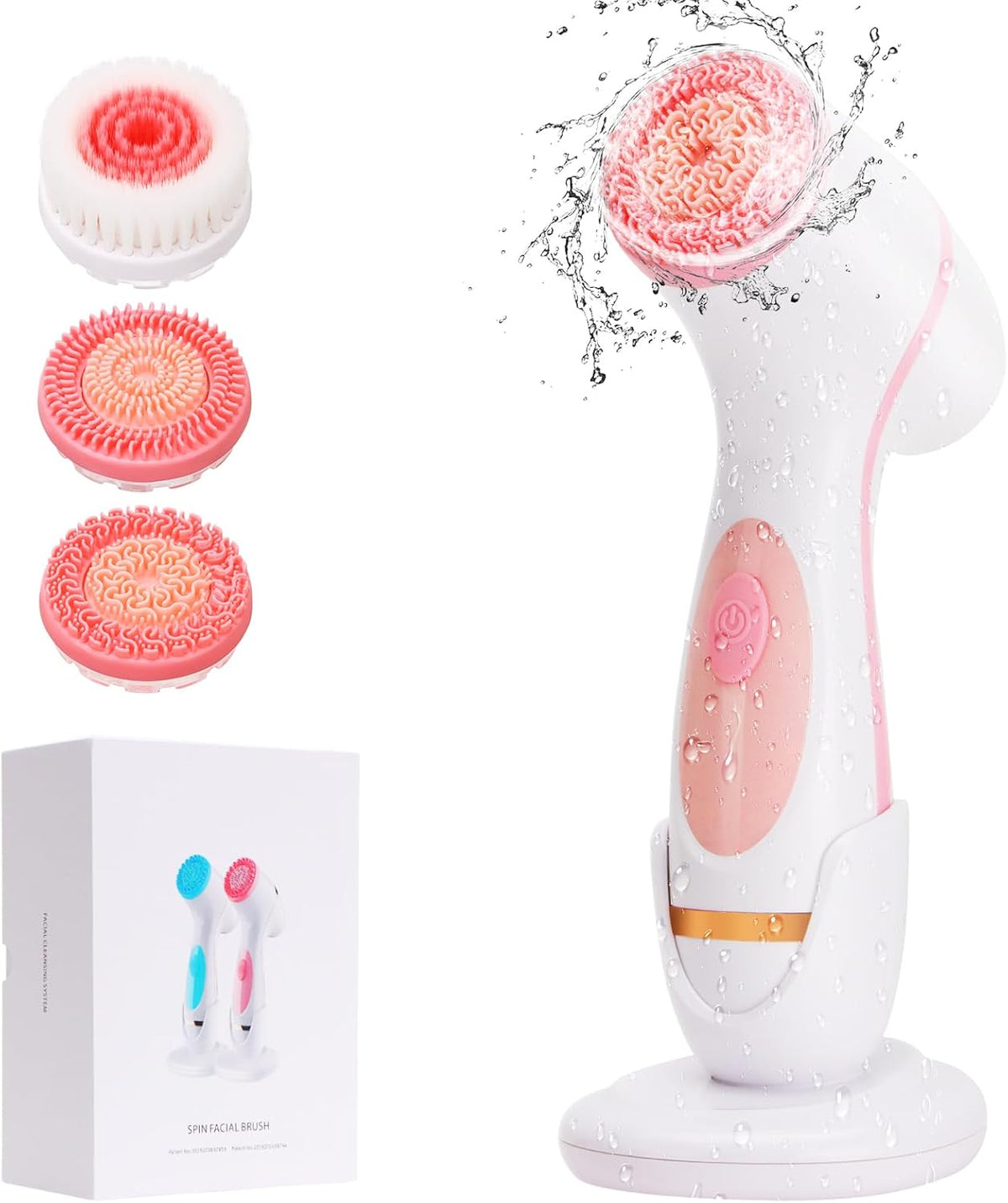 Facial Cleansing Brush, 3 in 1 Electric Face Scrubber with 3 Brush Heads for Women/Men, Waterproof