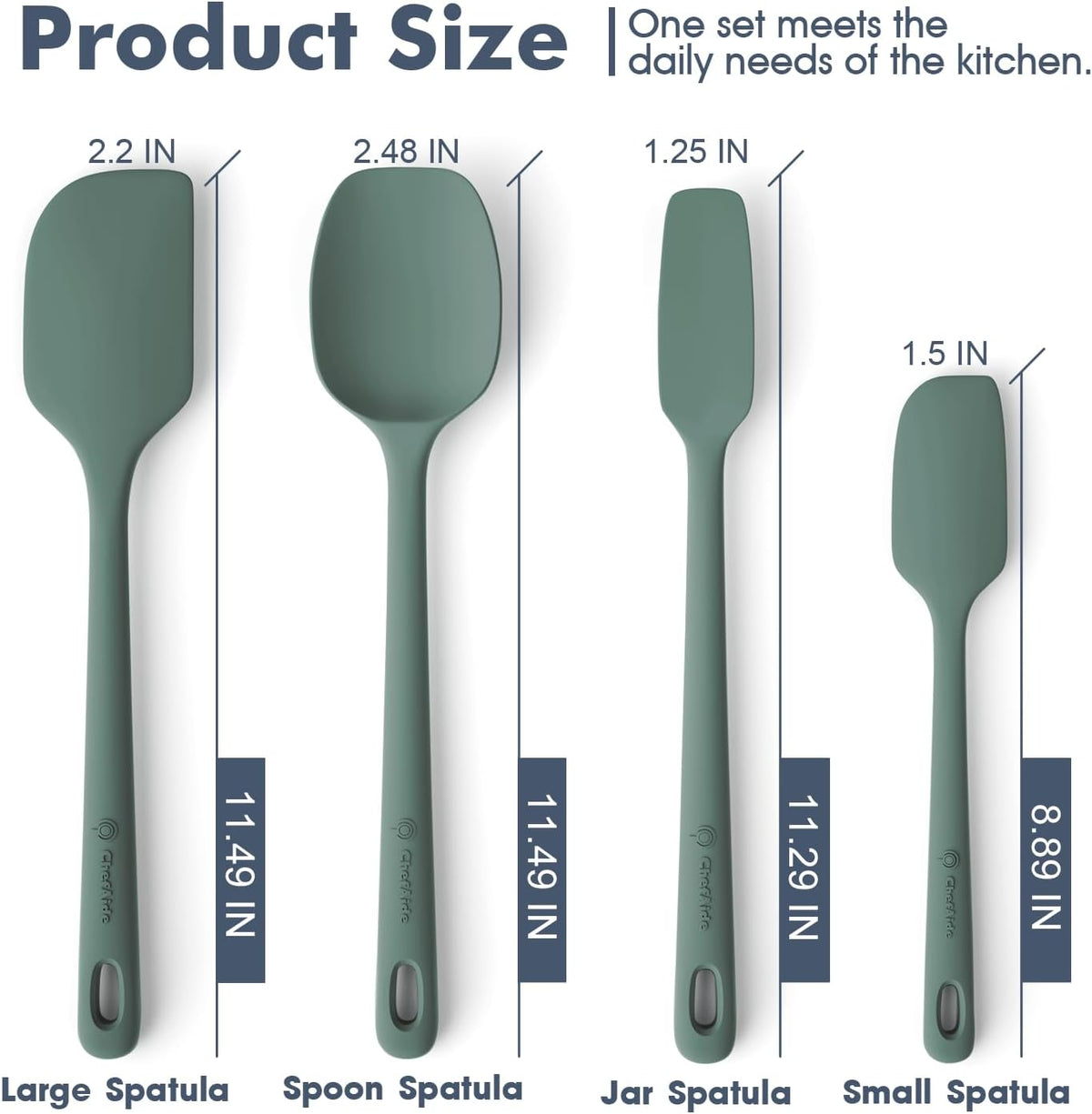 4 Pieces Silicone Spatula Set, Food Grade Rubber Spatula, Upgrade Strong Handle with Ergonomic