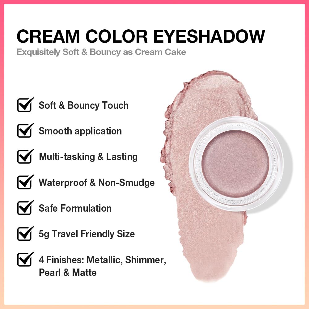 Cream Glitter Champagne Shimmer Metallic Eyeshadow Palette Makeup, Natural Single Mini Instant