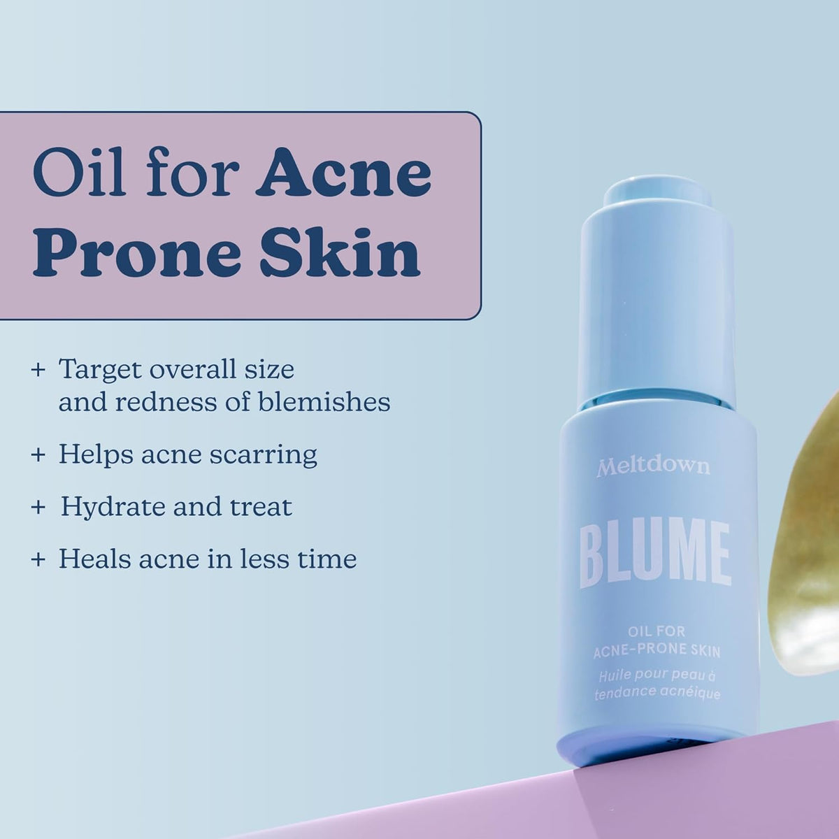 Blume Meltdown - Blue Tansy Face Oil - Acne Treatment + Pore Minimizer - Skin-Smoothing Face Serum