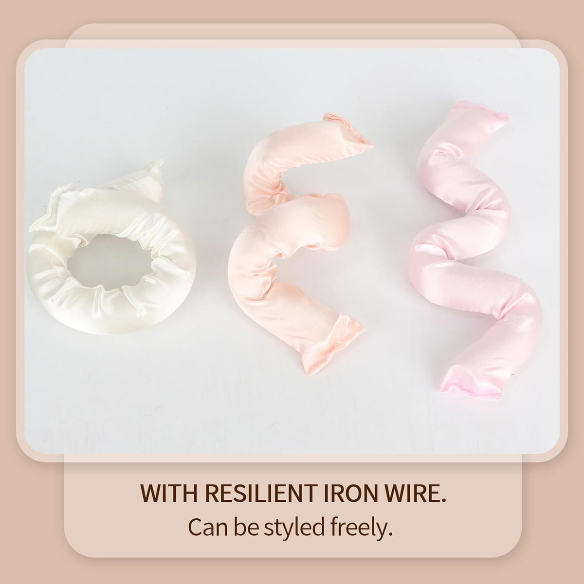 Satin Covered Overnight Hair Curlers, Flexi Rods for Heatless Sleep-in Curls, Curling Rods for