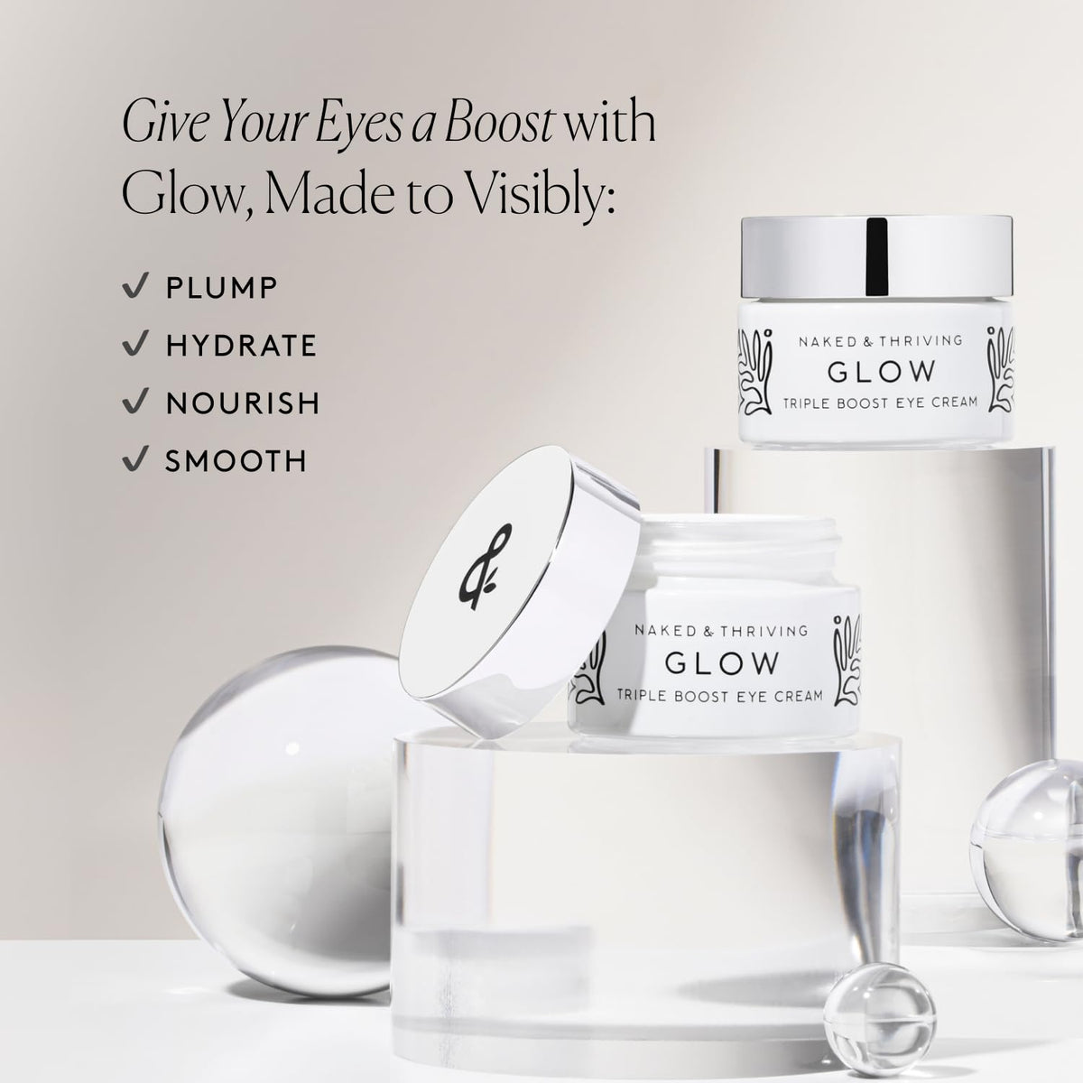 Naked & Thriving Glow Triple Boost Eye Cream | Hyaluronic Acid & Squalane | Hydrate, Moisturize &