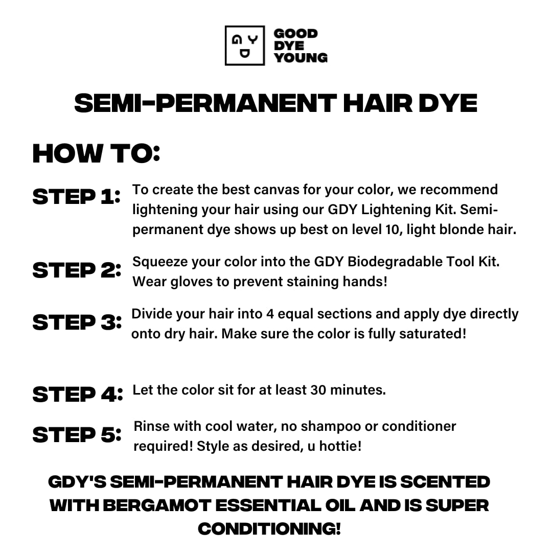 Good Dye Young Semi-Permanent Hair Color, Vegan and Cruelty-Free Green Hair Dye, Last up to 24