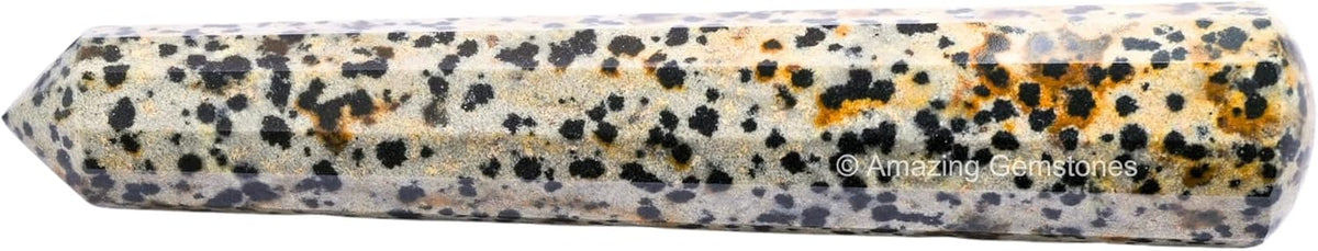 Amazing Gemstone Dalmatian Jasper Crystal Wand Massage Stick - Pelvic Wand Gua Sha for Adults