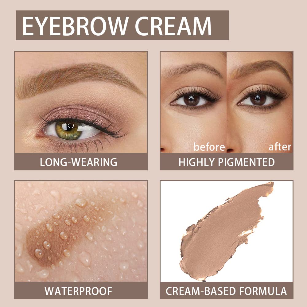evpct Blonde Eyebrow Powder Pomade Gel Shaper Makeup Kit with Dual-ended Brush, Eyebrow Stencils