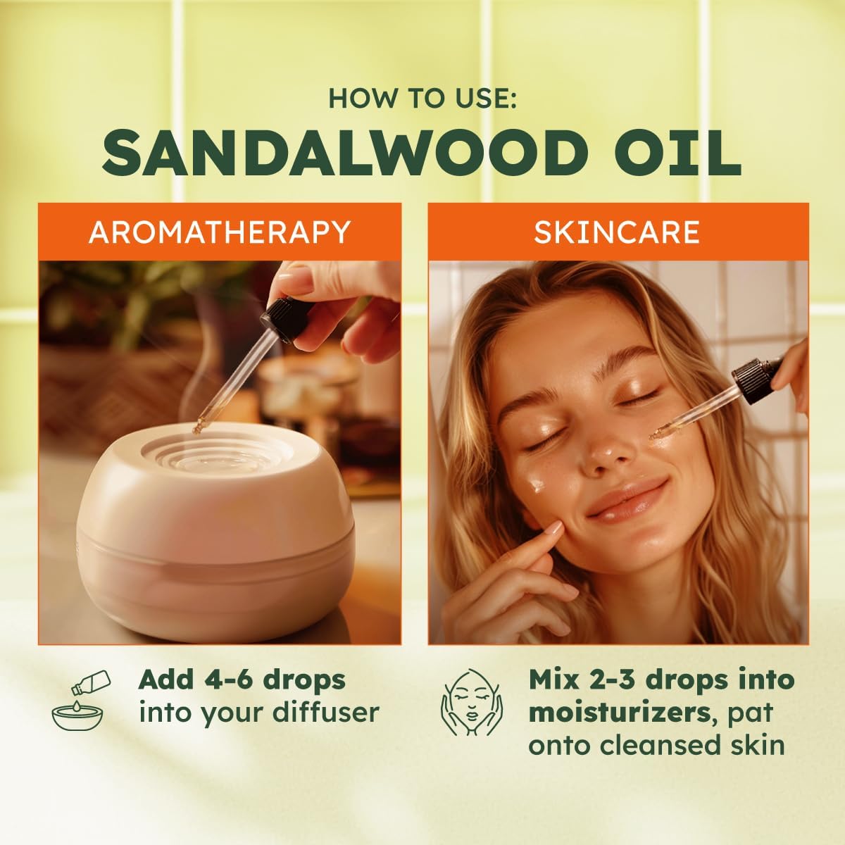 Kukka Sandalwood Essential Oil for Diffuser & Skin - 4 Fl Oz - Sandalwood Oil, Woody Scent, for