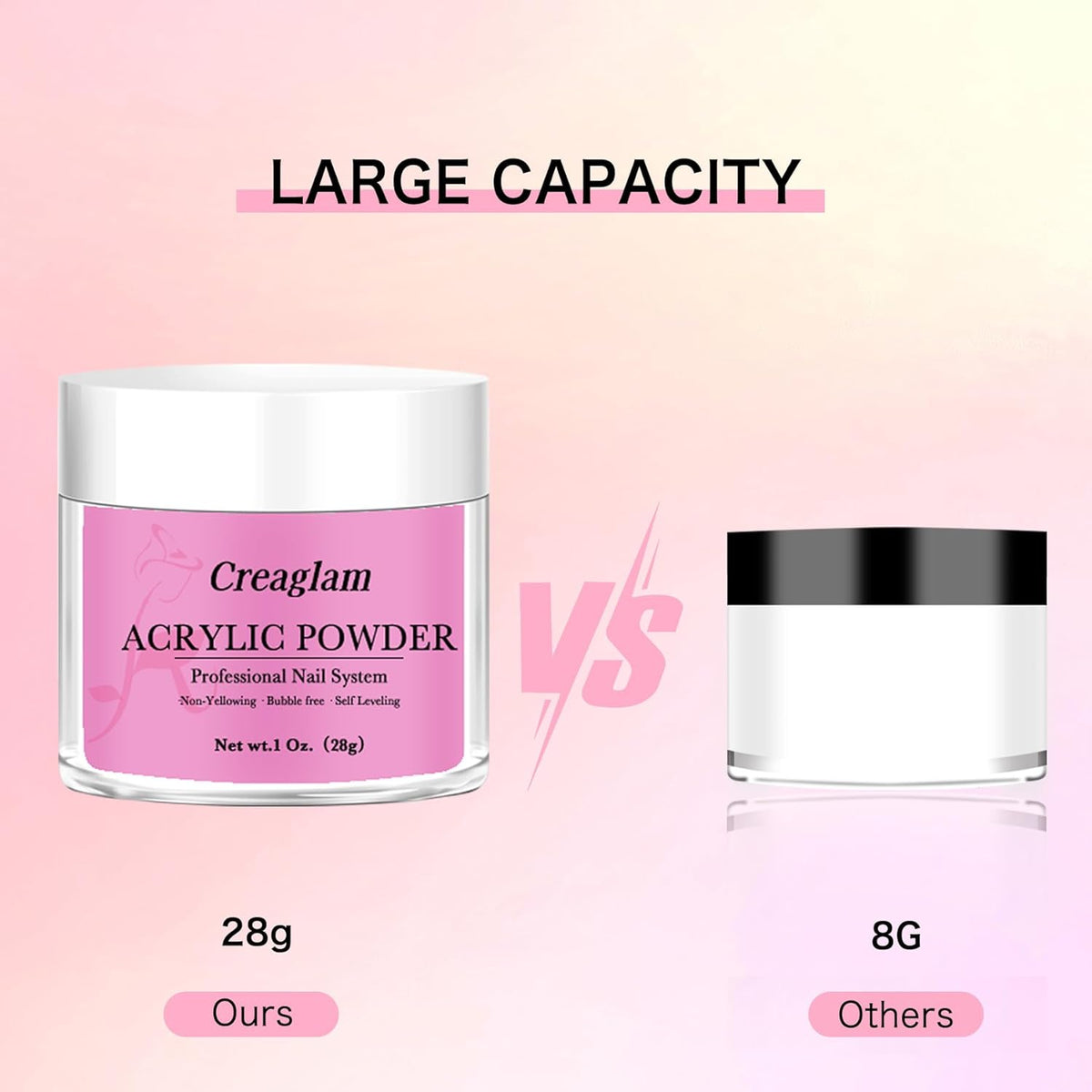 Acrylic Powder Large Capacity: 3Pcs 1 Oz. Orchid Glitter Super Nail Polymer for 3D Art Carving