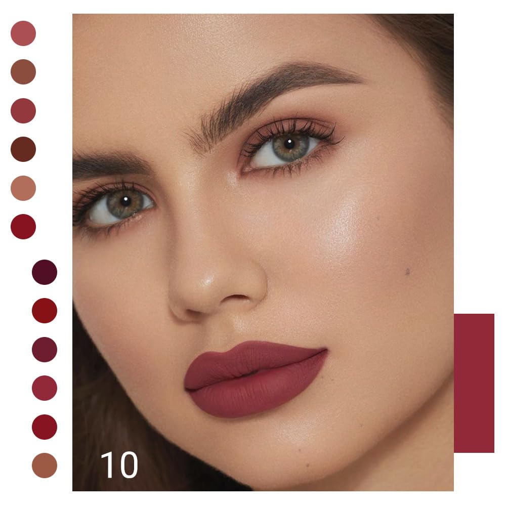 evpct 6Pcs Maroon Red Silky Velvet Matte Liquid Lipstick Lip Gloss Set for Women Long Lasting 24