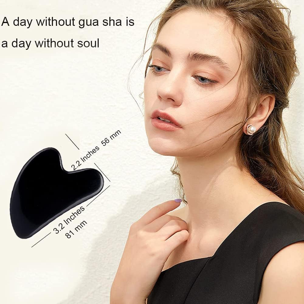 Ditind Gua Sha Facial Tools, Black Obsidian Gua Sha Massage Tool, Natural Jade Guasha Tool for Face