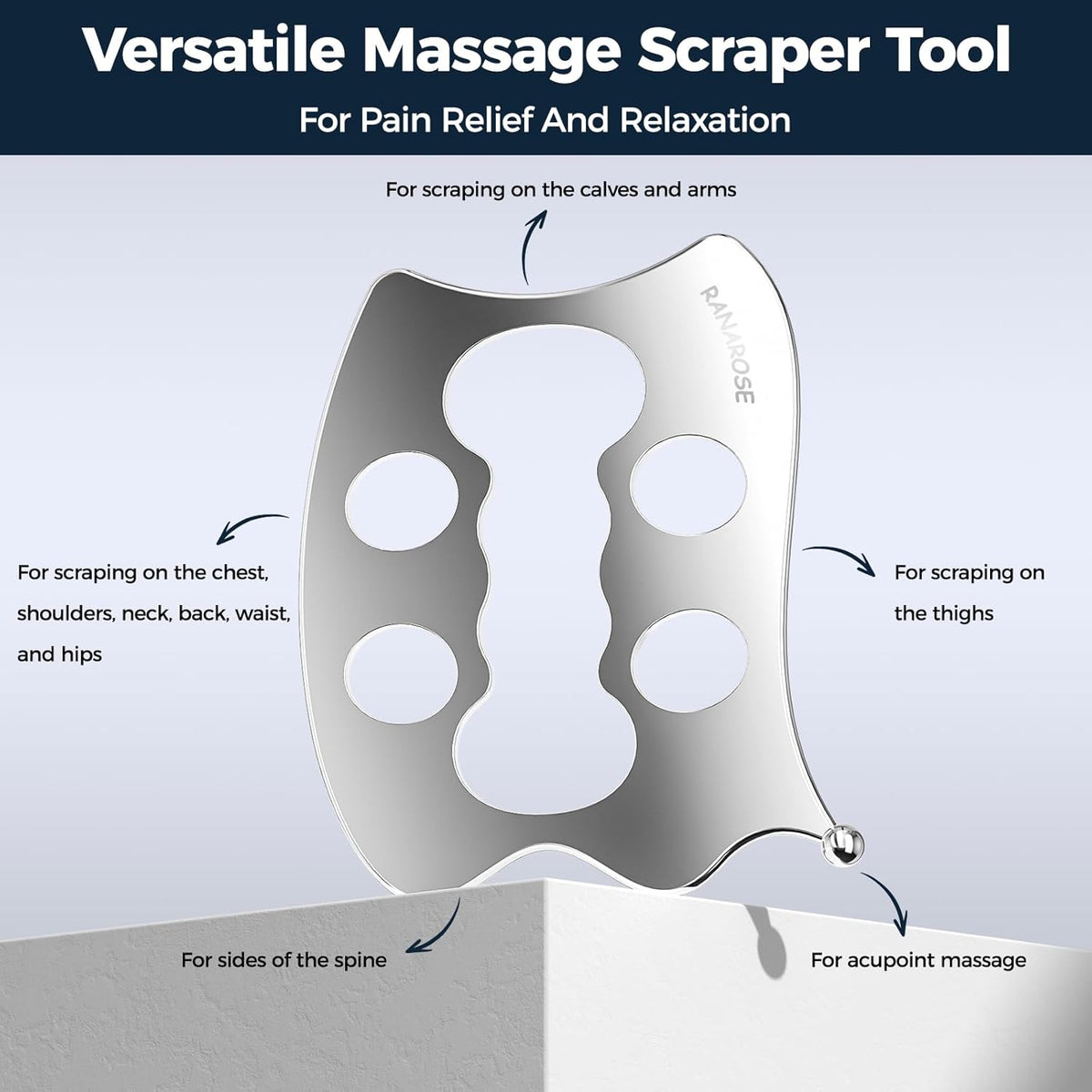 3 Pack Stainless Steel Guasha Tool, Muscle Scraper Tools for Full-Body Massage, Muscle Relief
