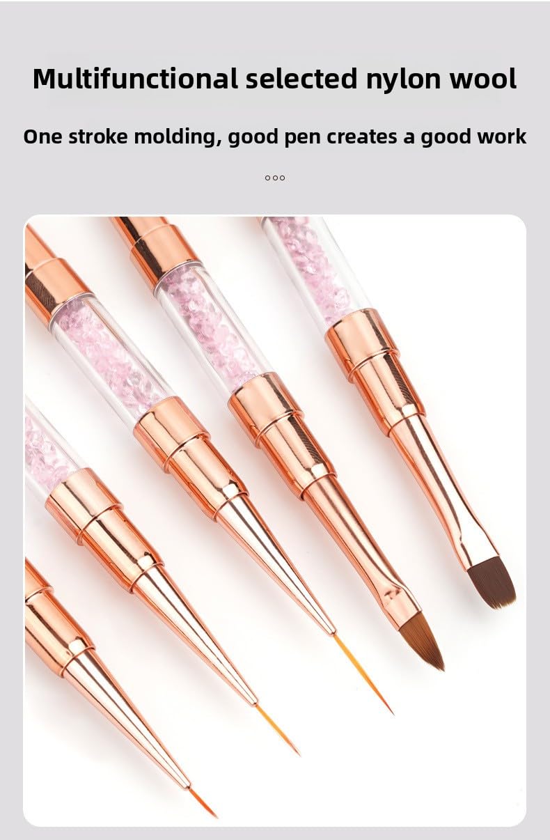 6pcs Double-Ended Nail Art Brushes Set - Professional Nail Design Tools for Acrylic & Gel Nails Gel