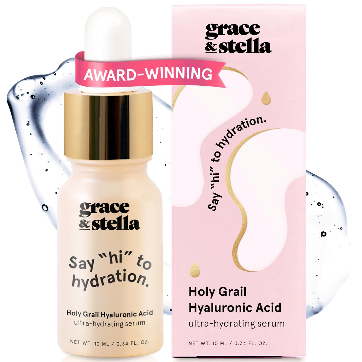 grace & stella Award Winning Hyaluronic Acid Serum (10ml/0.34 fl oz) Hyaluronic Acid Serum for Face