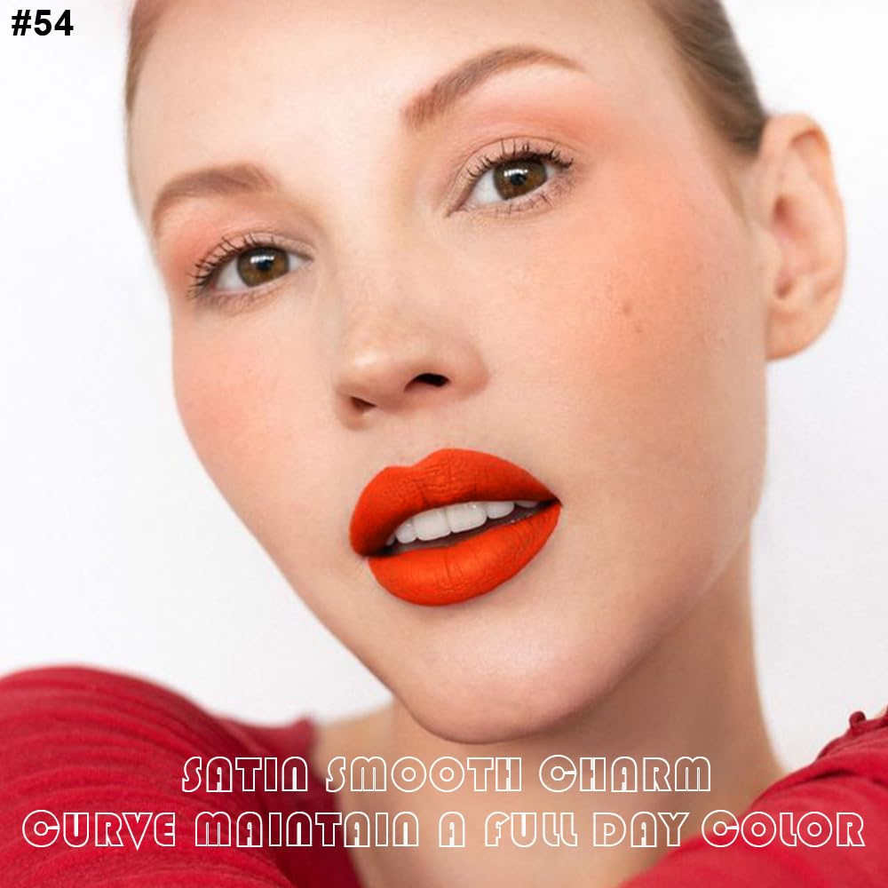 evpct 2Pcs Orange Light Fire Red Matte Liquid Lipstick Lip Gloss Stain and Retractable Lip Liner