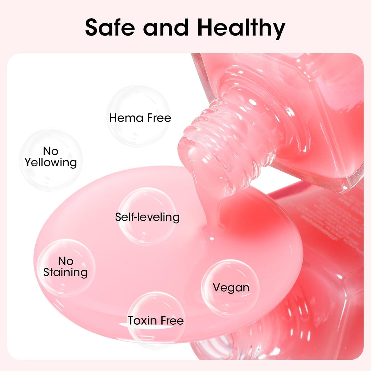 GELLEN Clear Nail Polish Base Coat Sheer Tinted Pink, Natural Color Regular Nail Polish, Calcium