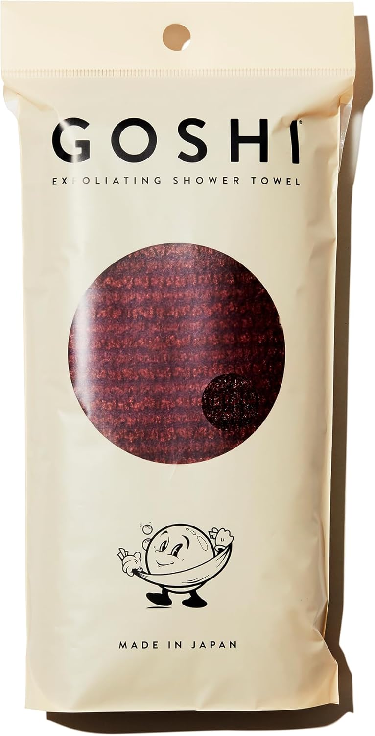 GOSHI Exfoliating Shower Towel - Rip-Resistant Exfoliating Washcloth for All Skin Types - Brick Red