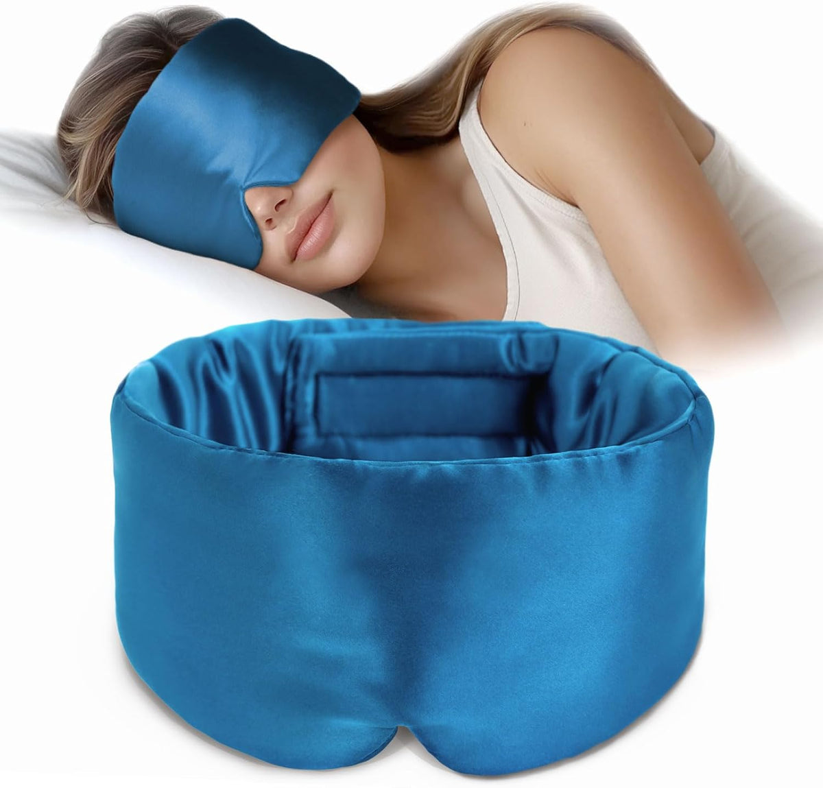 Silk Sleep Mask Soft Pressureless: 100% Mulberry Silk for Eye Skin Anti Wrinkles, Large Size for