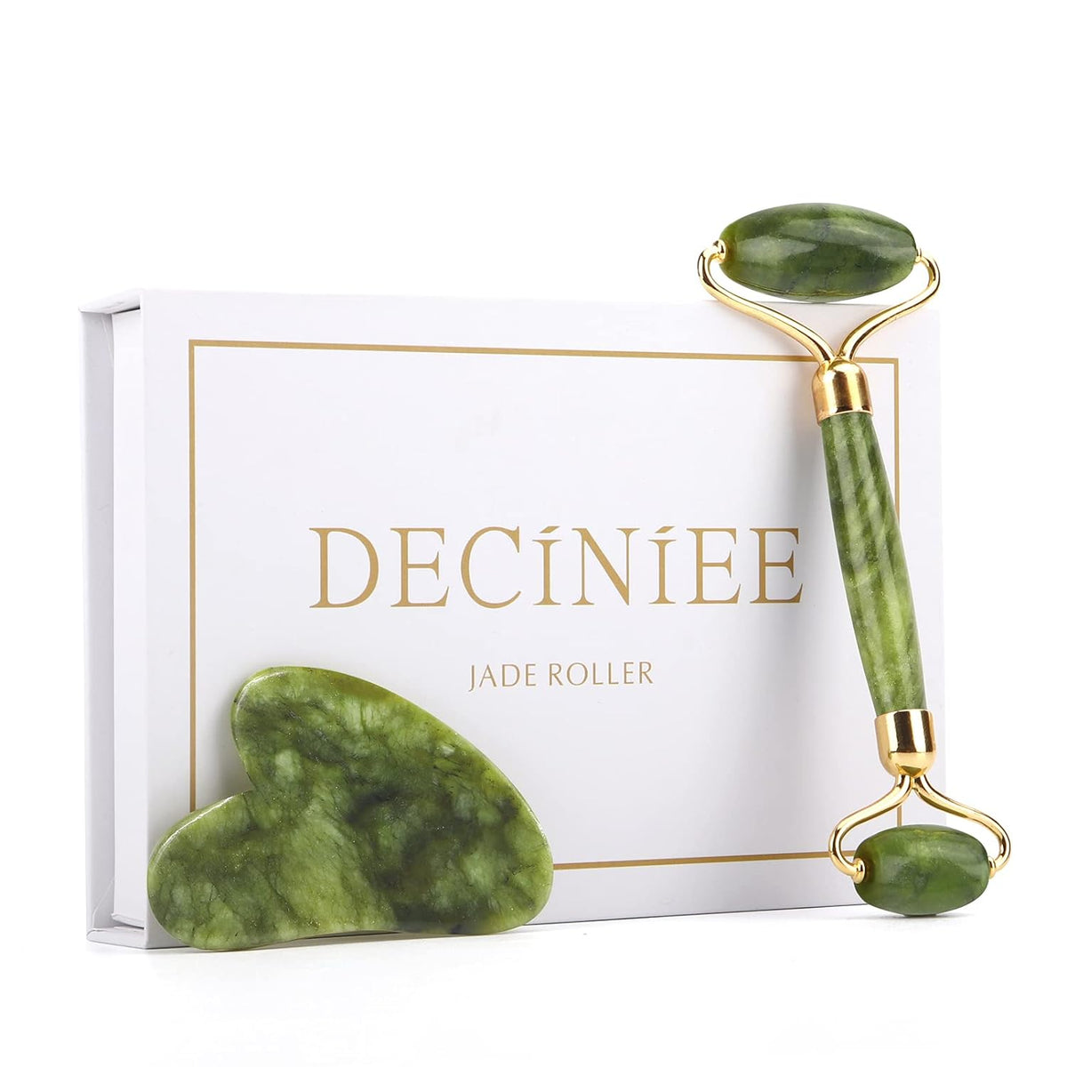 Deciniee Jade Roller and Gua Sha Set - Beauty Face Massager & Guasha Tool for Eye, Neck, Body - 2