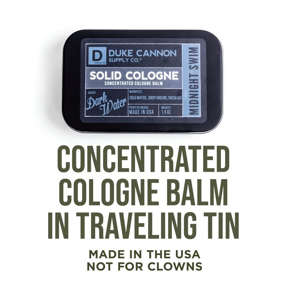 Duke Cannon Supply Co. Solid Cologne for Men Midnight Swim - Cold Water, Crisp Greens, Fresh Air