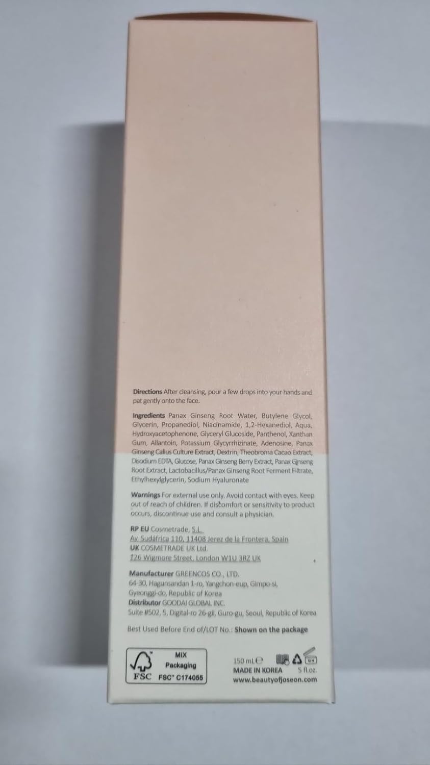Beauty of Joseon Ginseng Essence Water Hydrating Face Toner for Dry, Dull Skin. Korean Moisturizing
