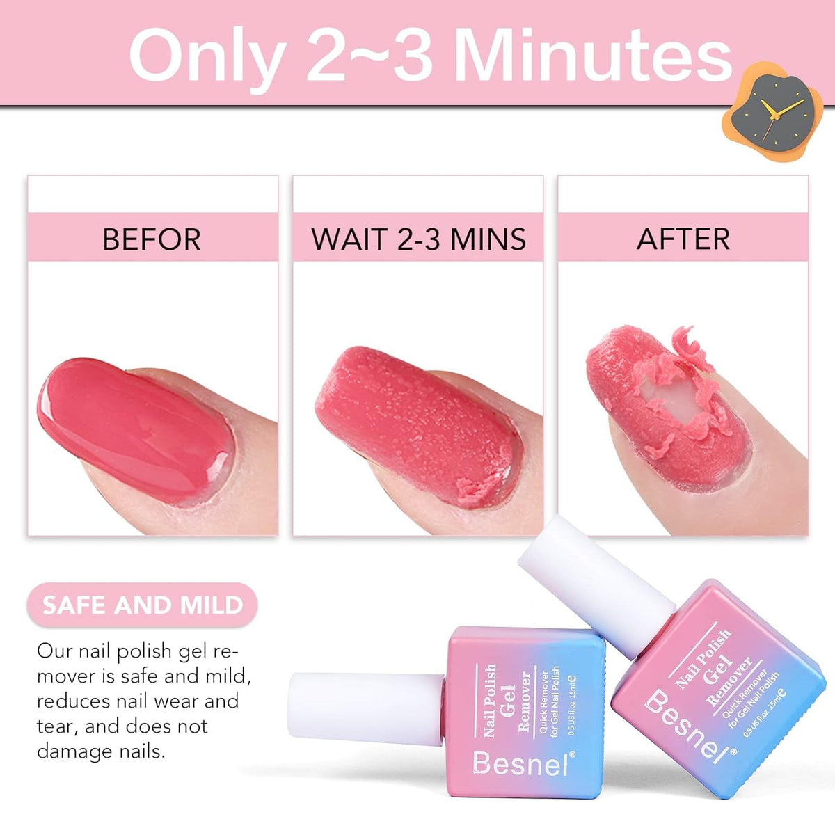 Gel Nail Polish Remover 10 Pack Professional Gel Polish Remover Non-Irritating Quick Easy, Nail