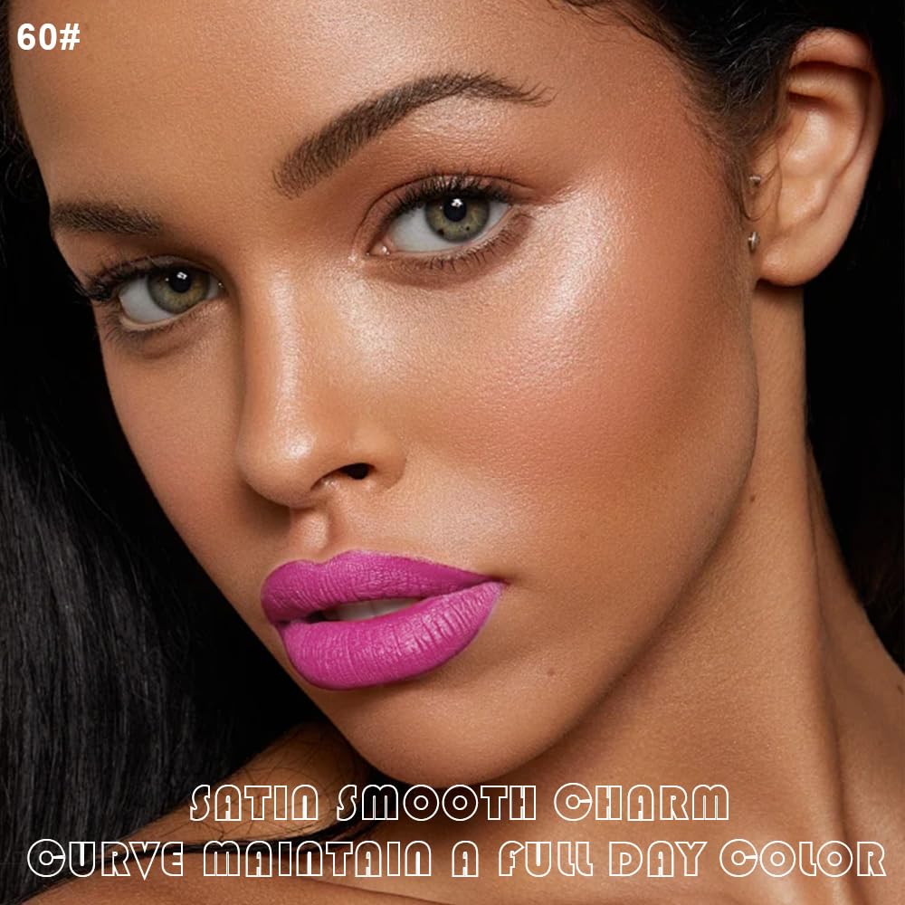 evpct 2Pcs Hot Pink Matte Lip Liner and Lipstick Combo Set for Women, Hot Pink Lip Combo Set Liquid