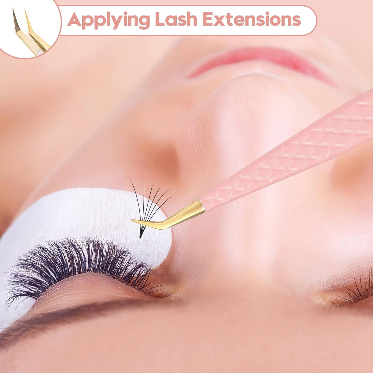 Ms.Queen Lash Tweezers for Eyelash Extensions, Professional Curved Tip Lashing Tweezers for